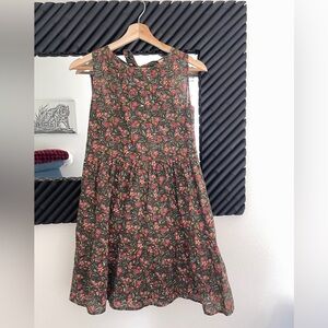 Sezane Green and Red Floral Midi Dress